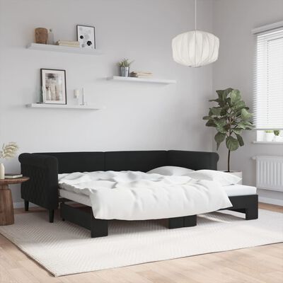 vidaXL Sofá-cama com gavetão 90x190 cm veludo preto