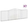vidaXL Cestos gabi&atilde;o arqueados 7pcs 400x30x120/140cm ferro galvanizado