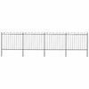 vidaXL Cerca de jardim com arco superior em a&ccedil;o 671x150 cm preta