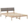 vidaXL Estrutura da cama com cabeceira Marrom e taupe 135 x 190 cm