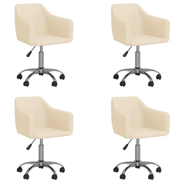 vidaXL Cadeiras de jantar giratórias 4 pcs tecido cor creme