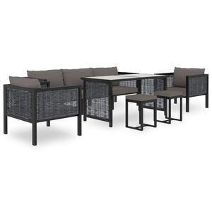 vidaXL 8 pcs conjunto lounge de jardim c/ almofad&otilde;es vime PE antracite