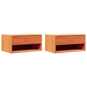 vidaXL Mesa-de-cabeceira 2 pcs Marrom Cera 50 x 32,5 x 24 cm