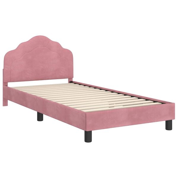 vidaXL Estrutura de Cama Infantil com Cabeceira Rosa 90 x 190 cm