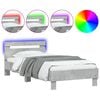 vidaXL Estrutura de cama c/ cabeceira/luzes LED 90x200cm cinza cimento