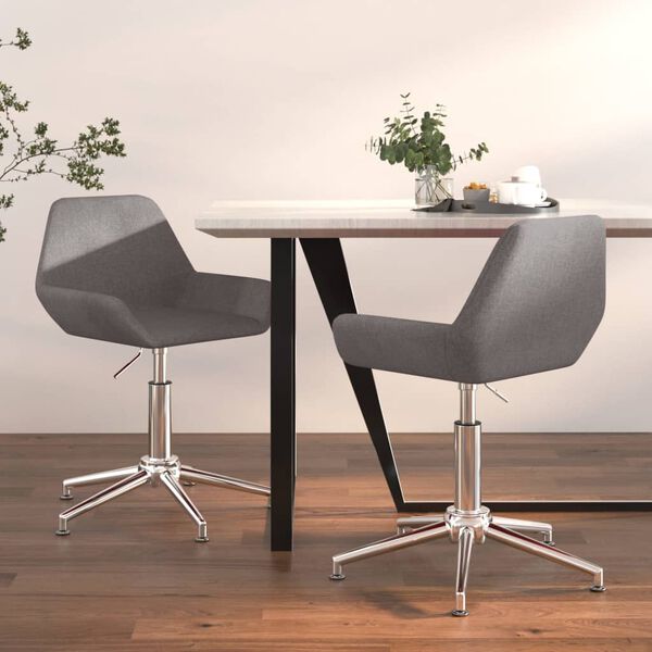 vidaXL Cadeiras de jantar girat&oacute;rias 2 pcs tecido cinzento-escuro