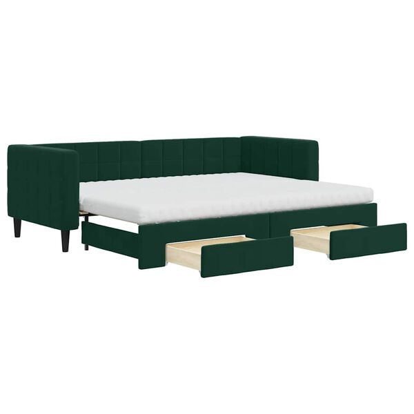 vidaXL Sof&aacute;-cama c/ gavet&atilde;o e gavetas 80x200cm veludo verde-escuro