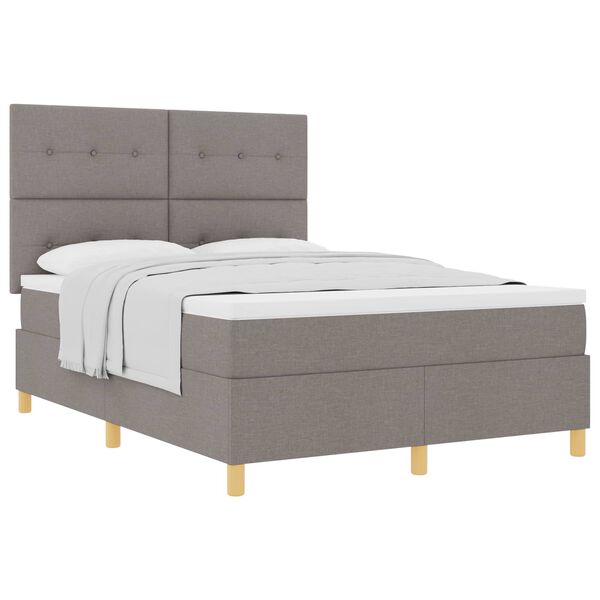 vidaXL Cama Box com colch&atilde;o Cinzento-acastanhado 140 x 200 cm tecido