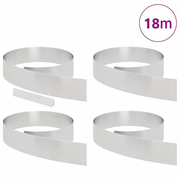 vidaXL Acabamento para Gramado 4 pcs Prateado 450 x 0.05 x 15 cm