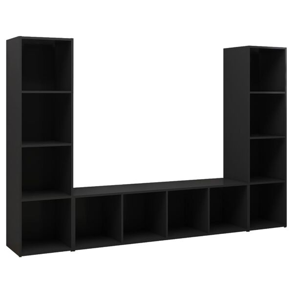 vidaXL M&oacute;veis de TV 3 pcs 142,5x35x36,5 cm contraplacado preto