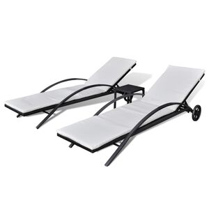 vidaXL Espregui&ccedil;adeiras com mesa vime PE preto