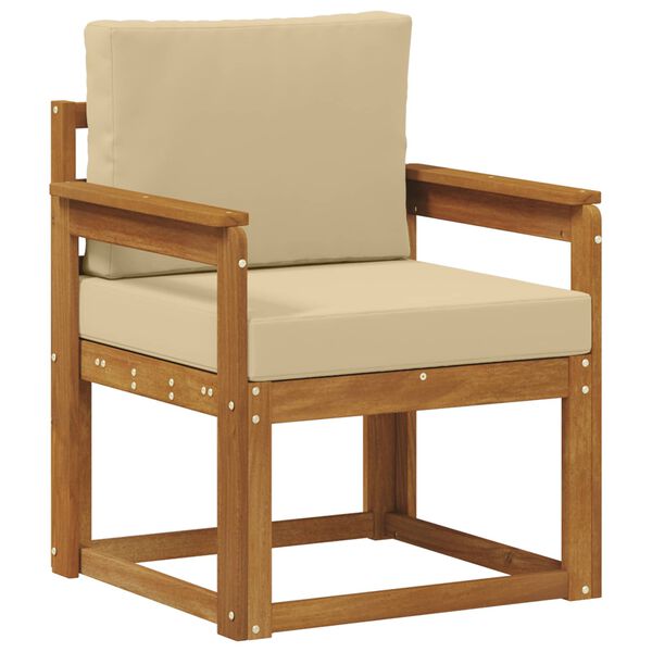 vidaXL Sof&aacute; exterior Madeira de Ac&aacute;cia maci&ccedil;a e Poli&eacute;ster Natural