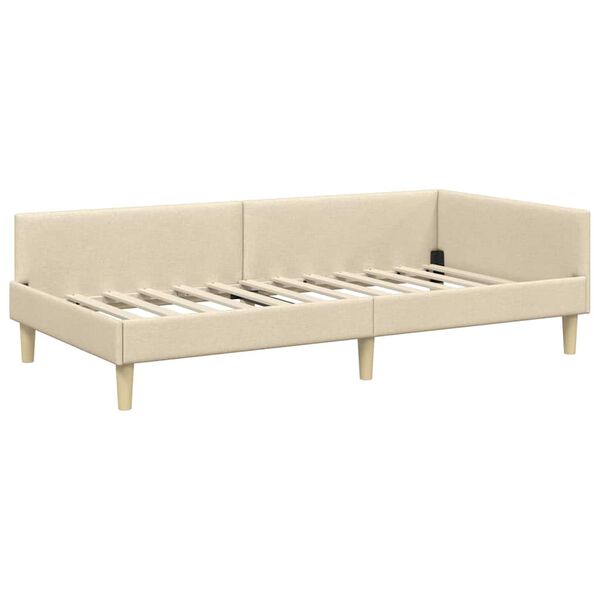 vidaXL Estrutura de Cama de Canto Creme 100 x 200 cm tecido