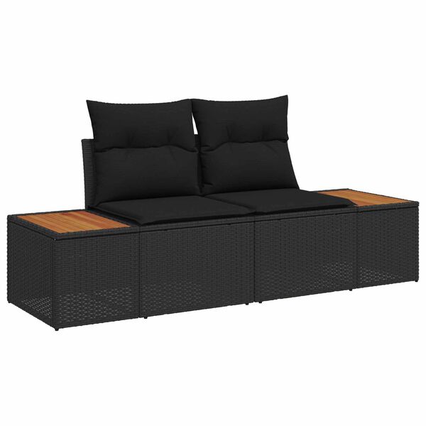 vidaXL Conjunto de Sof&aacute; de Jardim 6 pcs Preto Rattan Sint&eacute;tico