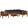 vidaXL 7 pcs conjunto lounge de jardim com almofad&otilde;es ac&aacute;cia maci&ccedil;a