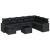 vidaXL 9 pcs conjunto de sof&aacute;s p/ jardim c/ almofad&otilde;es vime PE preto