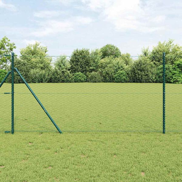 vidaXL Cerca Hexagonal Verde 1.4 x 25 m Aço