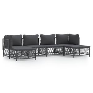 vidaXL 6 pcs conjunto lounge de jardim com almofad&otilde;es a&ccedil;o antracite