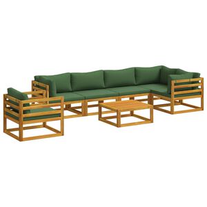 vidaXL Conjunto de Sof&aacute;s 7 unid. Natural Madeira S&oacute;lida de Ac&aacute;cia