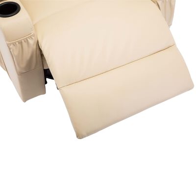 vidaXL Cadeira de massagem reclinável couro artificial creme