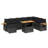 vidaXL 9 pcs conjunto sofás p/ jardim almofadões vime PE/acácia preto