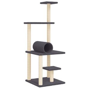 vidaXL &Aacute;rvore p/ gatos c/ postes arranhadores sisal 136cm cinza-escuro