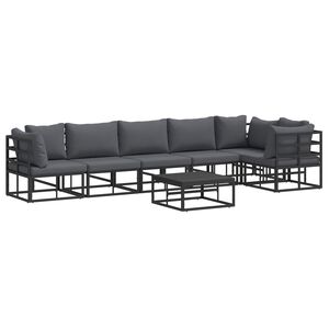 vidaXL Conjunto de Sof&aacute; de Jardim 7 unid. Preto Alum&iacute;nio