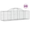 vidaXL Cestos gabi&atilde;o arqueados 9 pcs 200x50x60/80 cm ferro galvanizado
