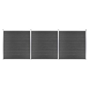 vidaXL Conjunto de painel de veda&ccedil;&atilde;o WPC 526x186 cm preto