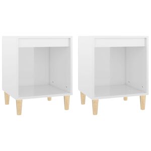 vidaXL Mesas de cabeceira 2 pcs 40x35x50 cm branco brilhante