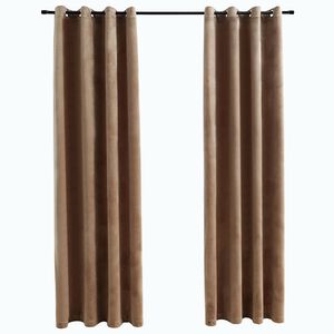 vidaXL Cortinas blackout com argolas 2 pcs 140x175 cm veludo bege