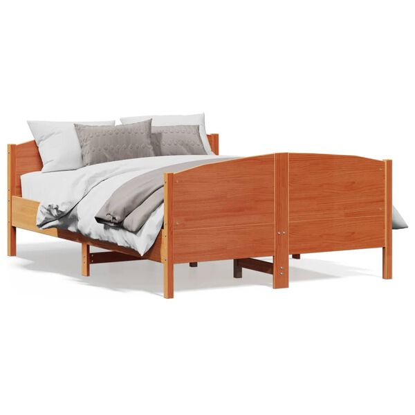 vidaXL Cama sem colch&atilde;o 135x190 cm madeira pinho maci&ccedil;a castanho-mel
