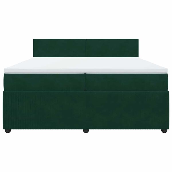 vidaXL Cama com molas/colch&atilde;o 200x200 cm veludo verde-escuro