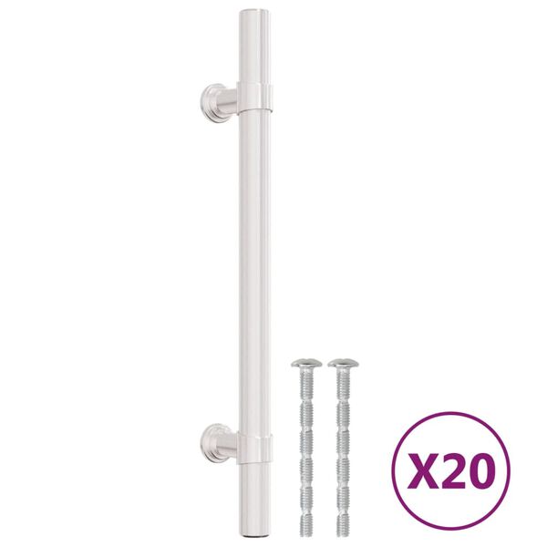 vidaXL Puxadores para m&oacute;veis 20 pcs 128 mm a&ccedil;o inoxid&aacute;vel prateado