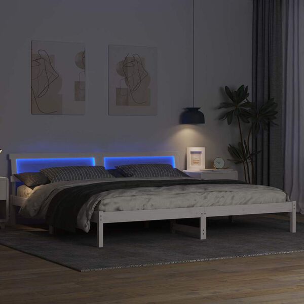 vidaXL Estrutura da Cama com cabeceira Branco 200 x 200 cm