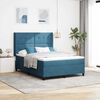 vidaXL Cama Box Spring com LED e Colch&atilde;o Azul 140 x 190 cm Veludo