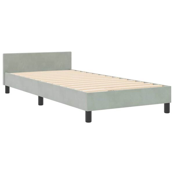 vidaXL Cama Box com cabeceira Cinzento-claro 90 x 190 cm Veludo