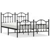 vidaXL Estrutura de cama com cabeceira e p&eacute;s 140x190 cm metal preto