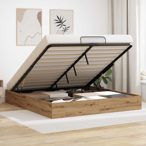 vidaXL Estrutura de Cama Ottoman Carvalho Artesanal 203 x 160 x 25 cm