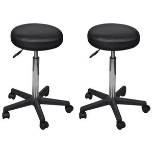 vidaXL Bancos de escrit&oacute;rio 2 pcs 35,5x84 cm couro artificial preto
