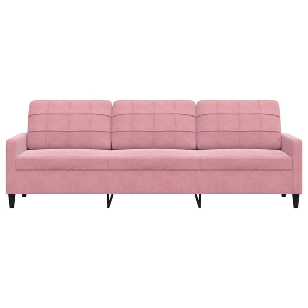 vidaXL Sof&aacute; de 3 lugares 210 cm veludo rosa