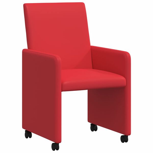 vidaXL Cadeiras de Jantar com Rodas 2 pcs Vermelho 57 x 66 x 94 cm