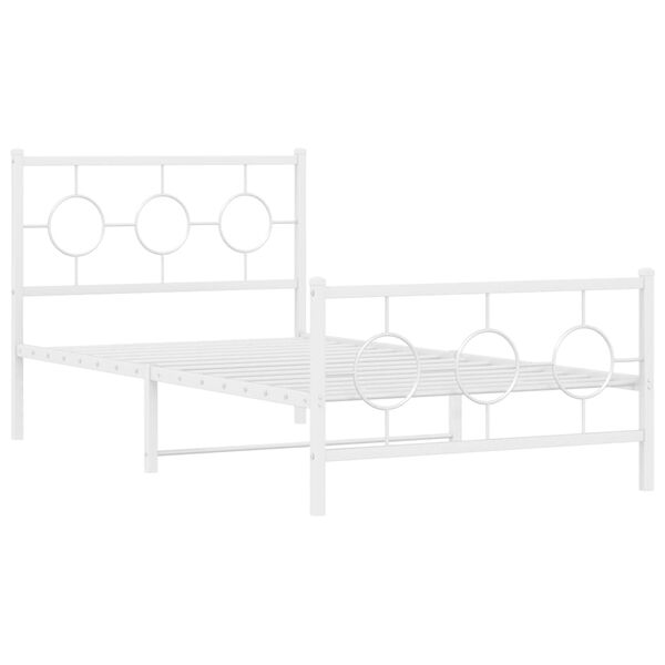 vidaXL Estrutura de cama com cabeceira e pés 100x190 cm metal branco