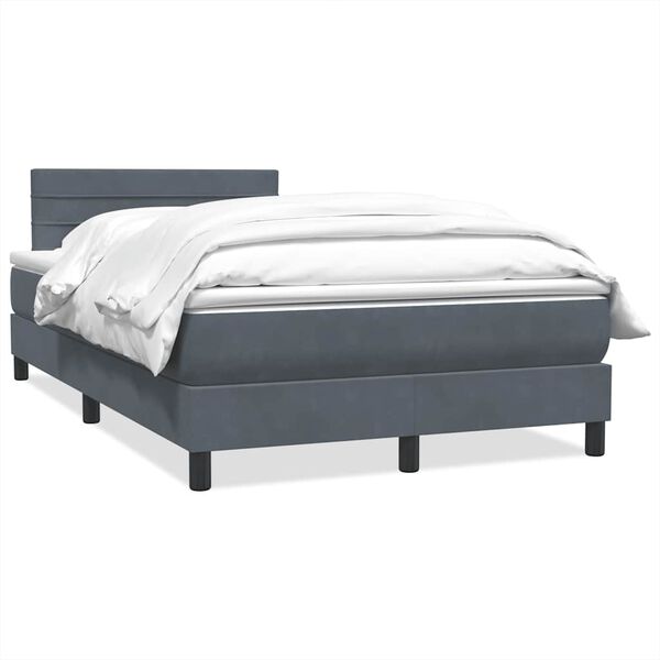 vidaXL Cama boxspring com colch&atilde;o 120x220 cm veludo cinzento-escuro