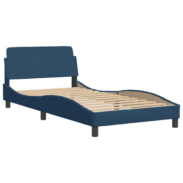 vidaXL Estrutura de cama com cabeceira Dover 100x200 cm tecido azul