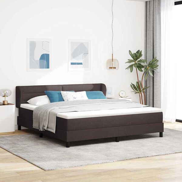 vidaXL Cama Box com colch&atilde;o Marrom Escuro 180 x 200 cm tecido