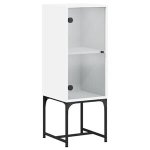 vidaXL Arm&aacute;rio de apoio c/ porta de vidro 35x37x100 cm branco