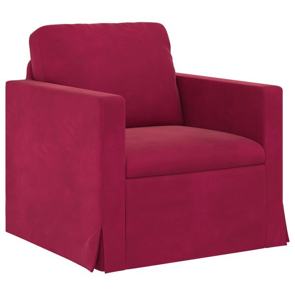 vidaXL Sof&aacute; 2 pcs Vinho Vermelho 138 x 78 x 80 cm Veludo