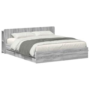 vidaXL Estrutura de Cama com Armazenamento Sonoma cinzento