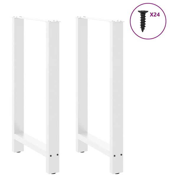 vidaXL P&eacute;s para mesa de bar , 2 pe&ccedil;as, 60x (100-101) cm, branco, a&ccedil;o